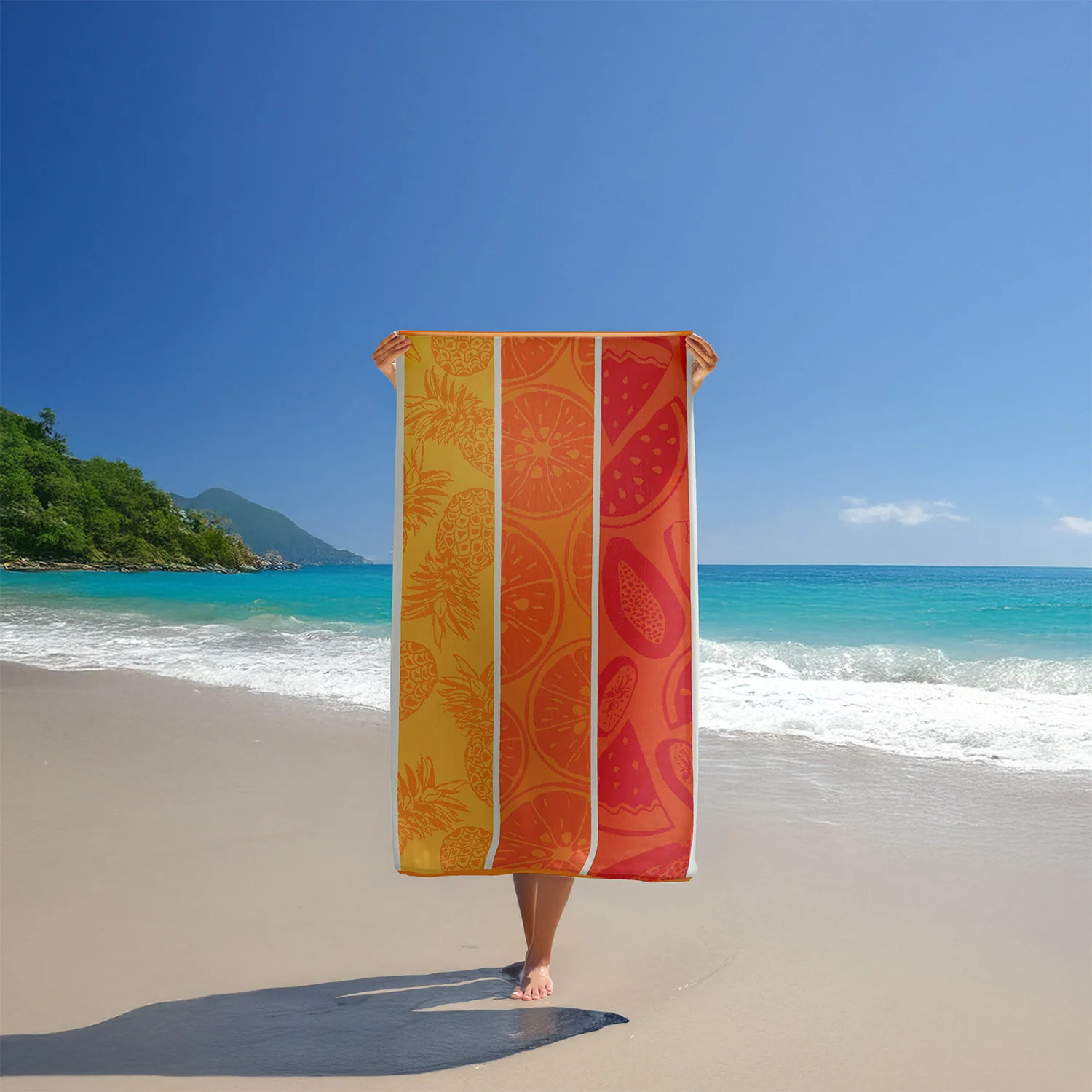 Serviette de plage éponge velours Jacquard - Frutti - 90x170cm - 400g/m²
