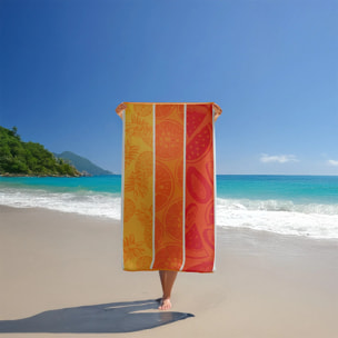 Serviette de plage éponge velours Jacquard - Frutti - 90x170cm - 400g/m²