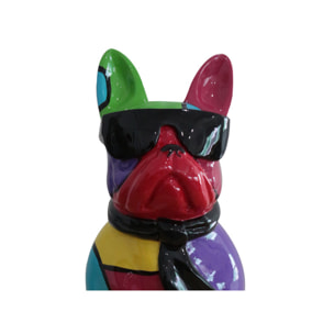 Statuette chien bulldog en résine assis avec lunettes H37cm - NINO 01