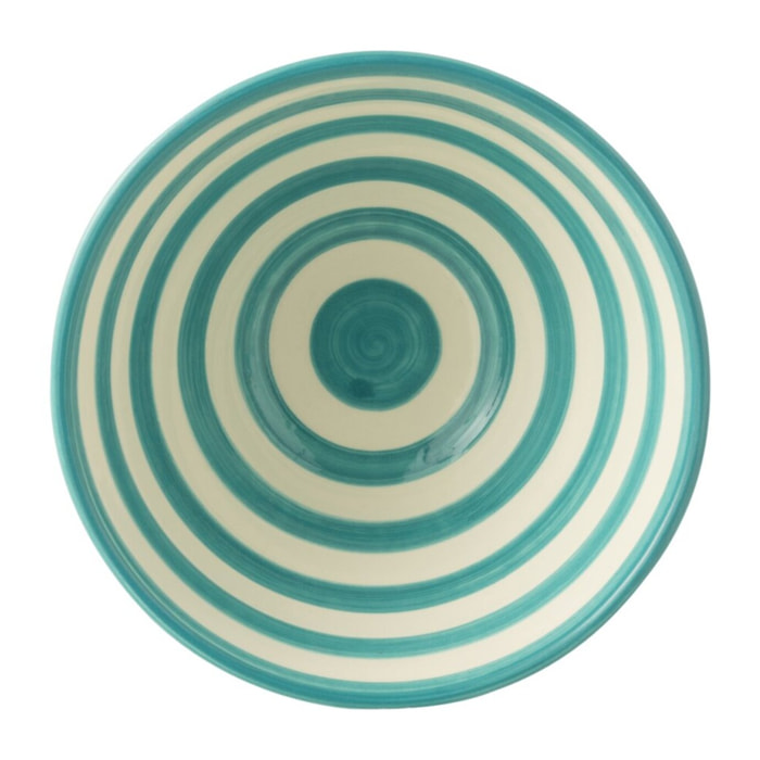 J-Line bol Granada Stripes High - céramique - blanc/aqua - medium - Ø 22 cm