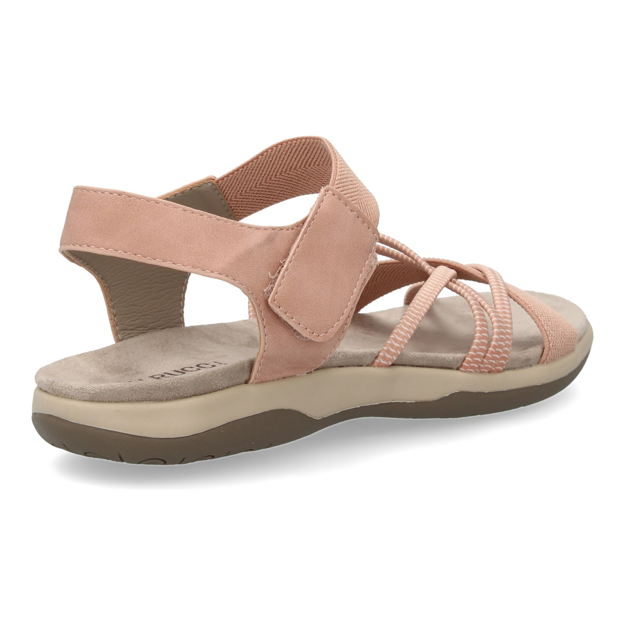 Sandalias planas de mujer diseño moderno, comodas con cierre de cierre autoadherente y con tiras elasticas cruzadas