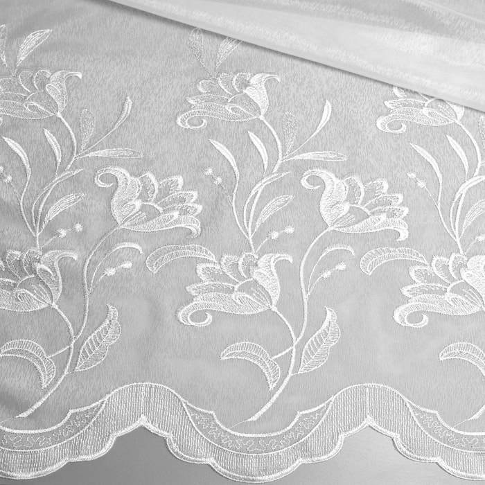 Tissu en voile sablé et festonné - Blanc