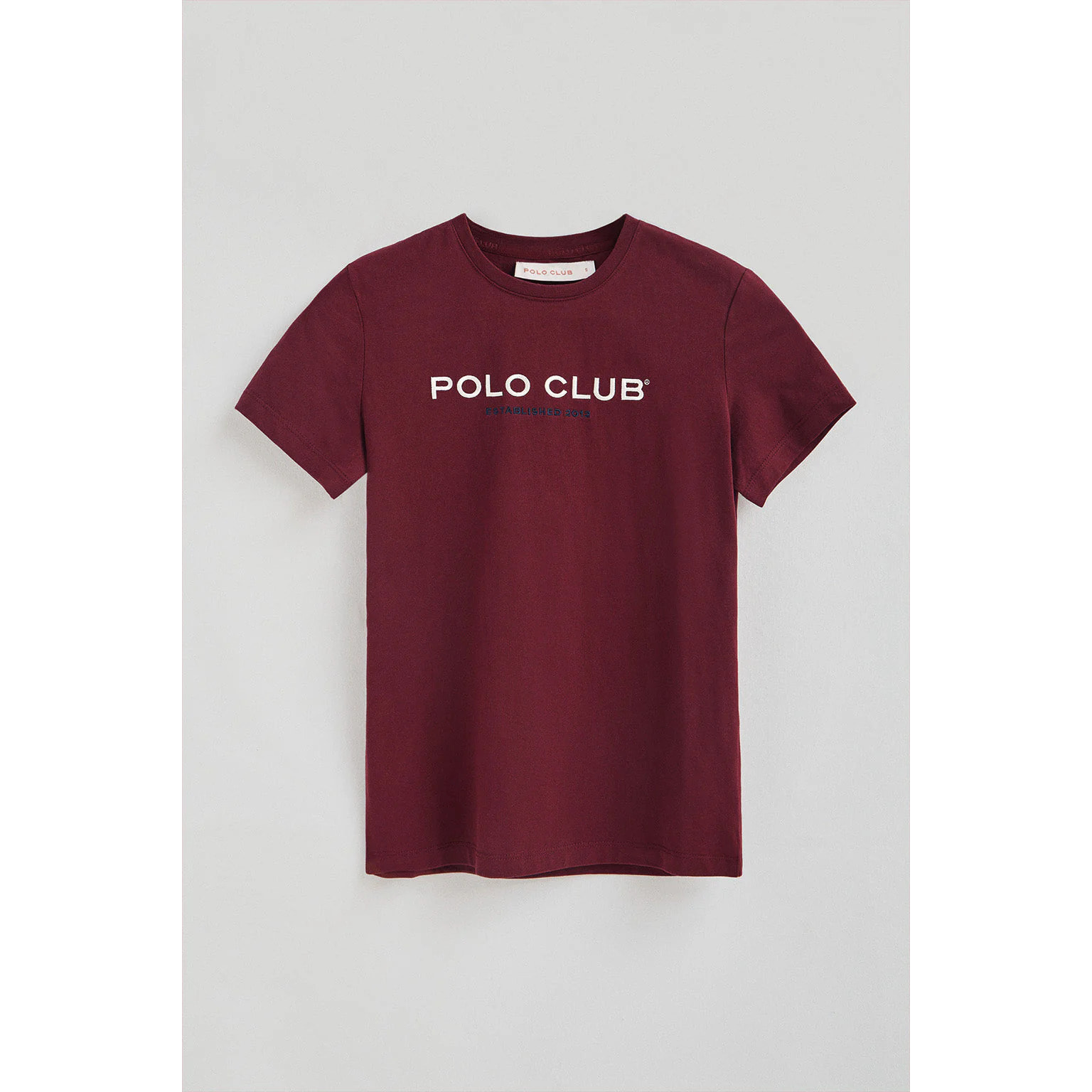 Camiseta granate de manga corta con logo Established 2012 Polo Club
