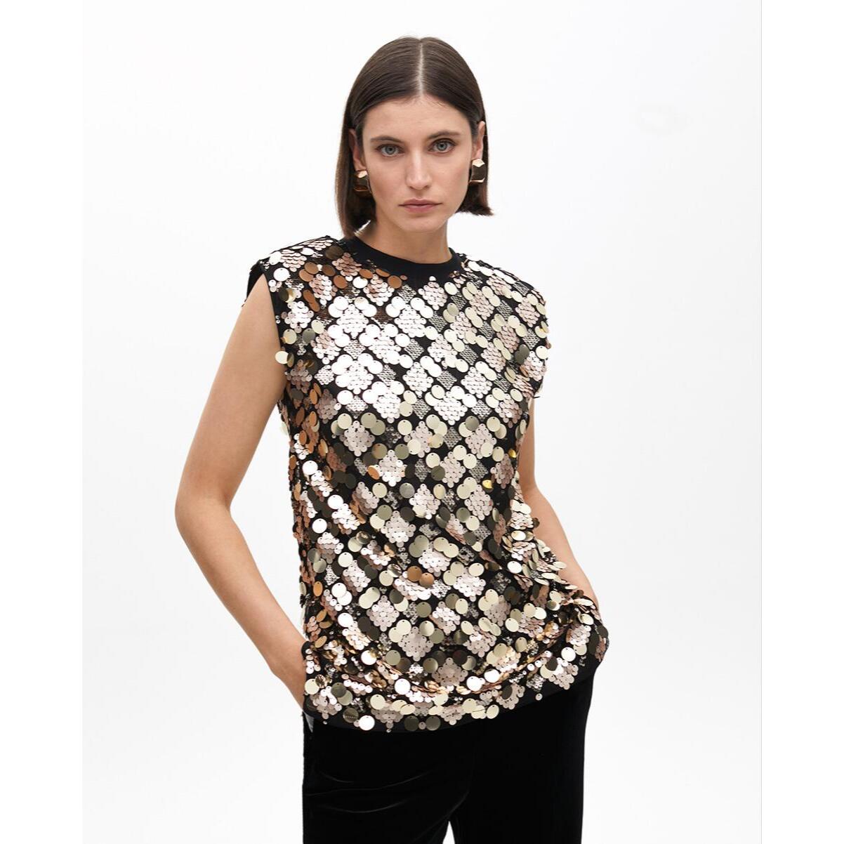 Top corto con paillettes