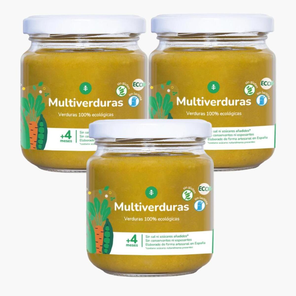 Pack 3x Tarrito Ecológico Multiverduras Planeta Huerto 180 g