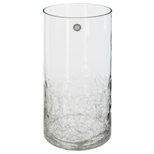 Vase cylindre verre craquelé H30cm