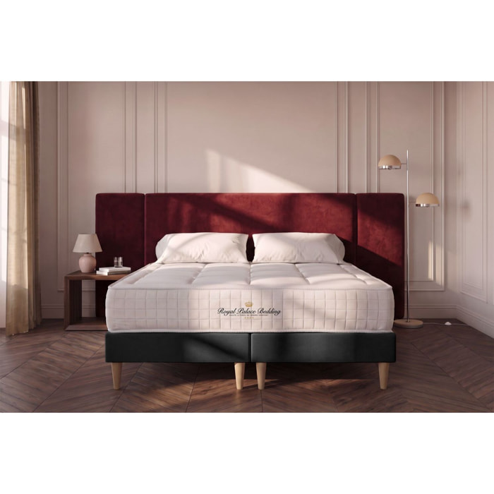 Ensemble - Matelas Mémoire de forme 24cm d'épaisseur - 3 zones de confort - Confort ferme - Sommier tapissier monobloc - 2 places
