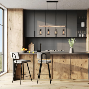 Lot de 2 chaises pour îlot central 66 cm en cuir synthétique gris - Texas