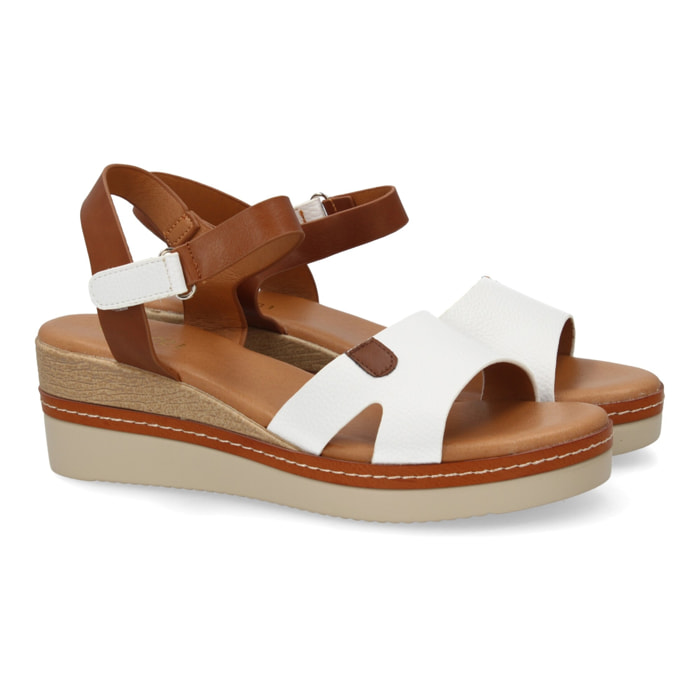 Sandalia cuña mujer elegante verano, cierre autoaderente.