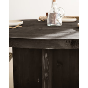 Mesa de comedor redonda de madera maciza en tono negro de Ø110cm Alto: 75 Largo: 110 Ancho: 110