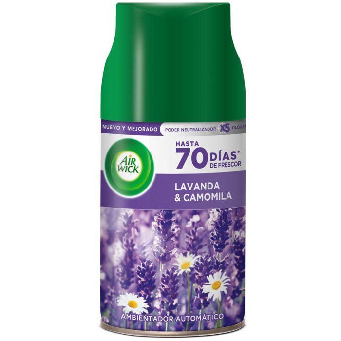 Air Wick Freshmatic - Ambientador spray automático, esencia para casa con aroma a Lirio de Lavanda y Camomila - Recambio