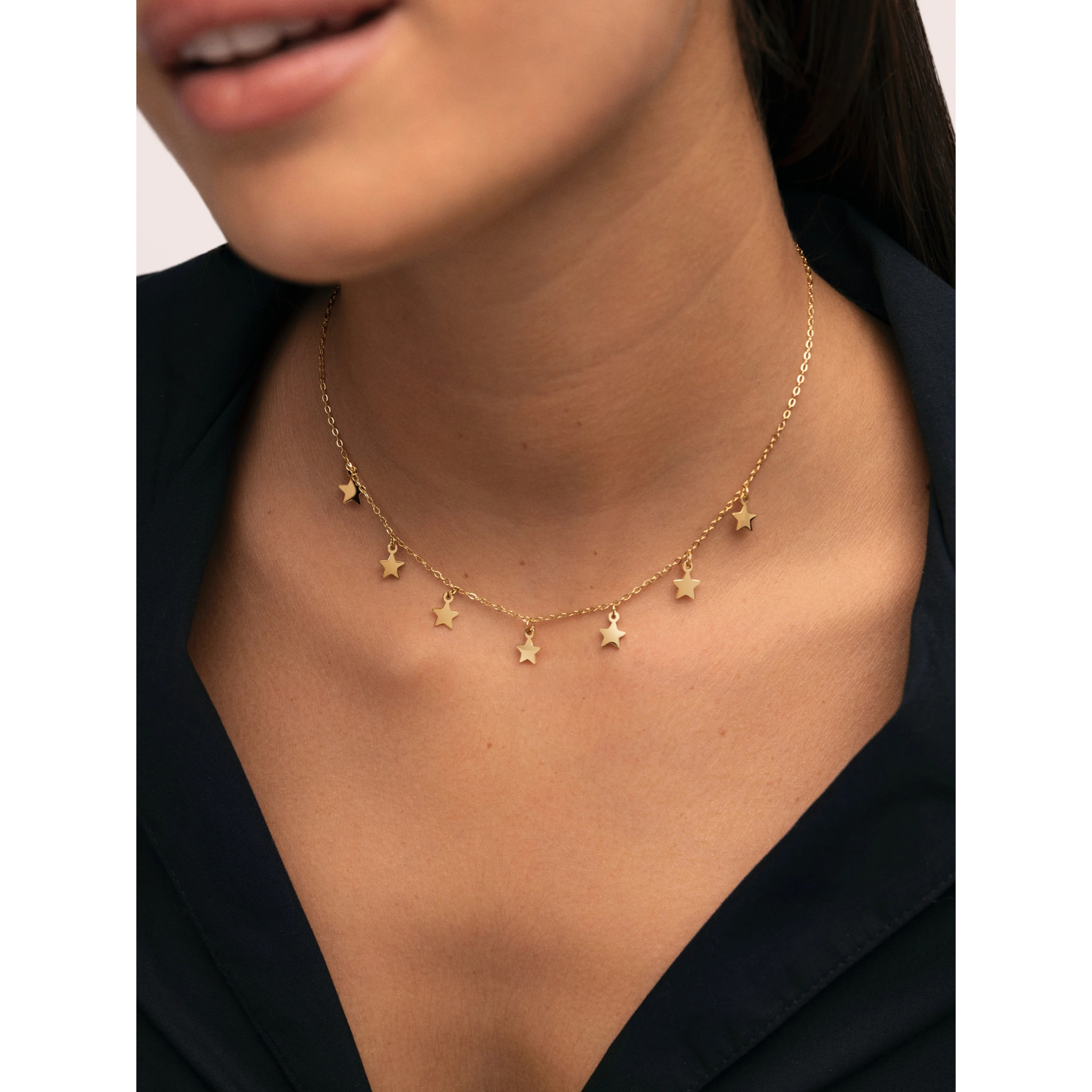 Collar Mini Stars Acero Baño Oro