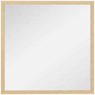Miroir mural carré dim. 50L x 50H cm cadre effet bois naturel
