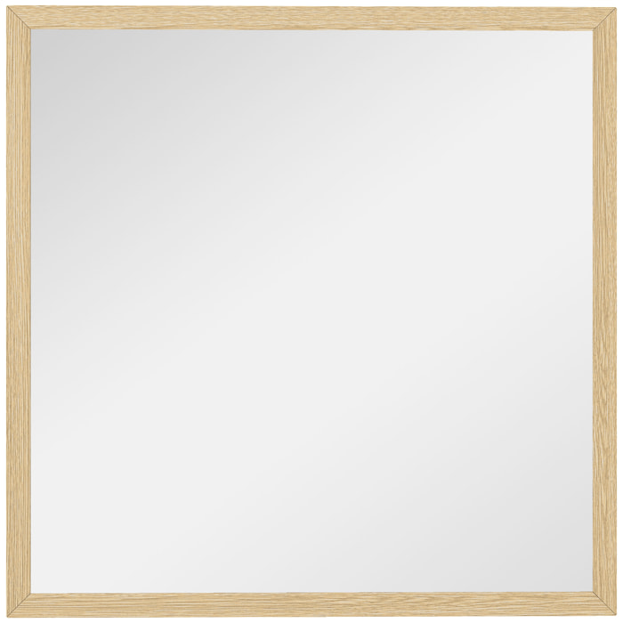 Miroir mural carré dim. 50L x 50H cm cadre effet bois naturel