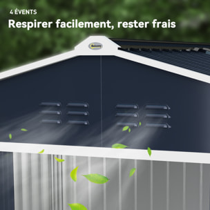 Abri de jardin 4,9 m² double porte coulissante fondation incluse - 277 x 195 x 192 cm - tôle acier ondulée anthracite