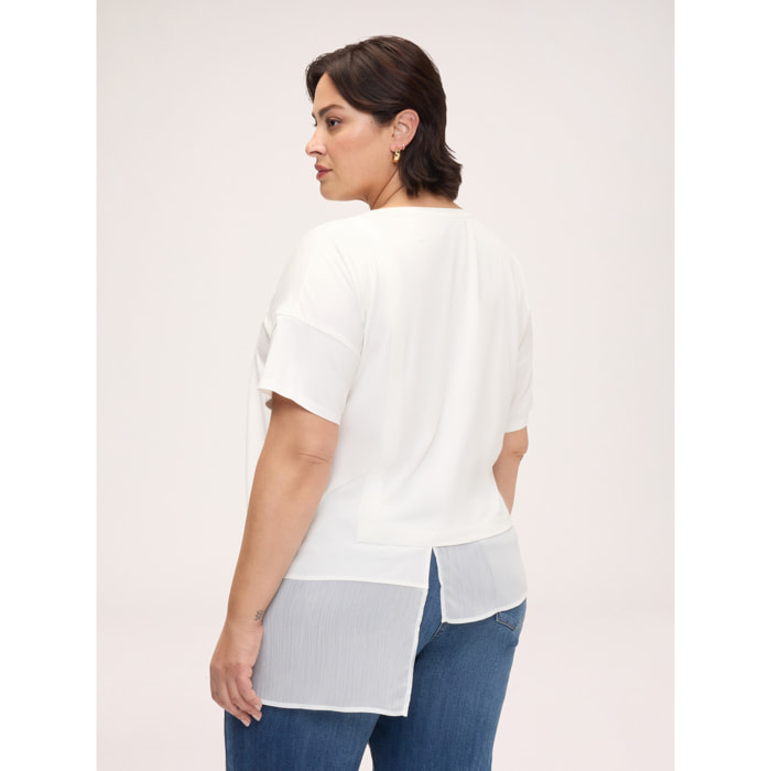 Fiorella Rubino - T-shirt con inserto asimmetrico - Bianco