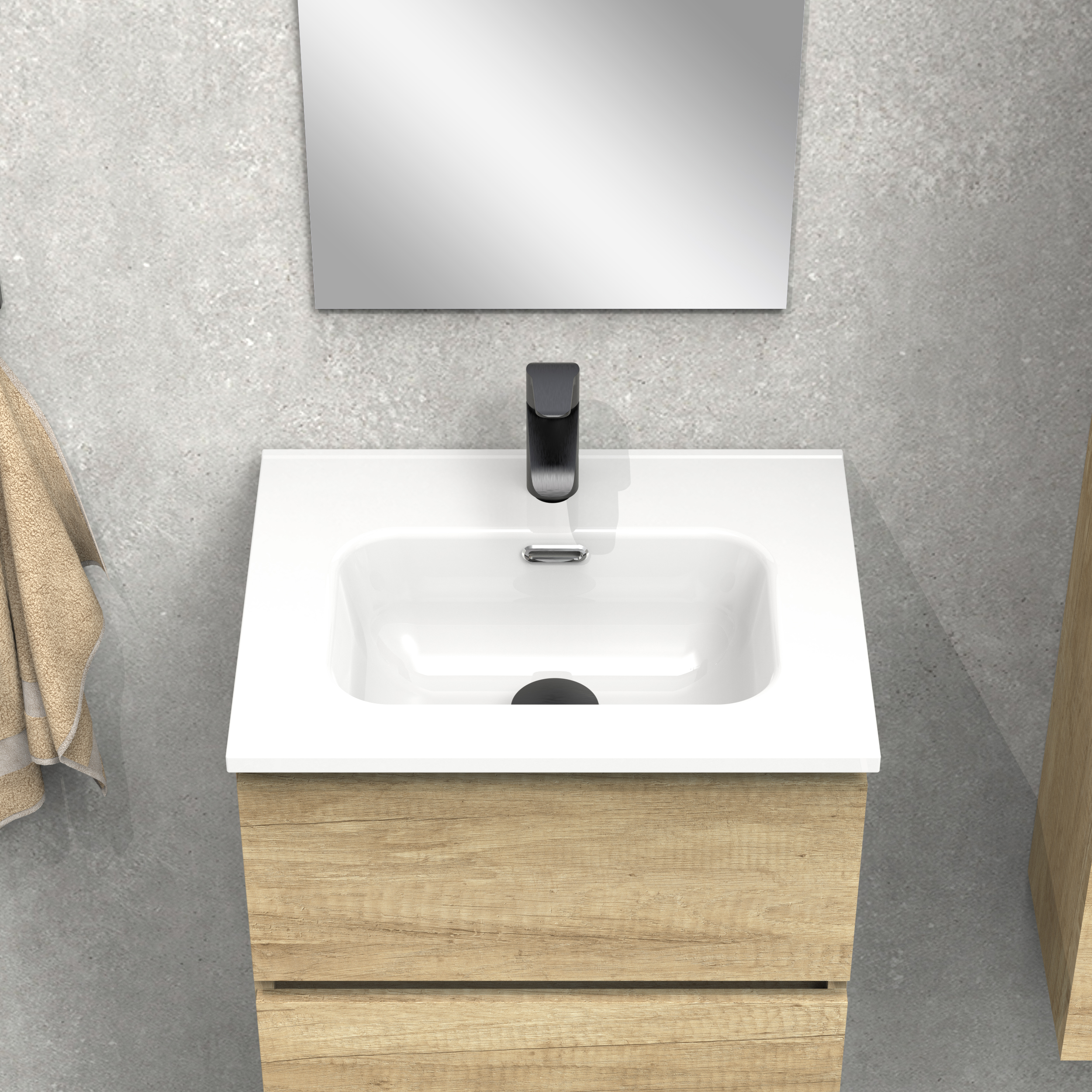 Conjunto de baño IRONA 3C, 50cm, incluye lavabo y espejo