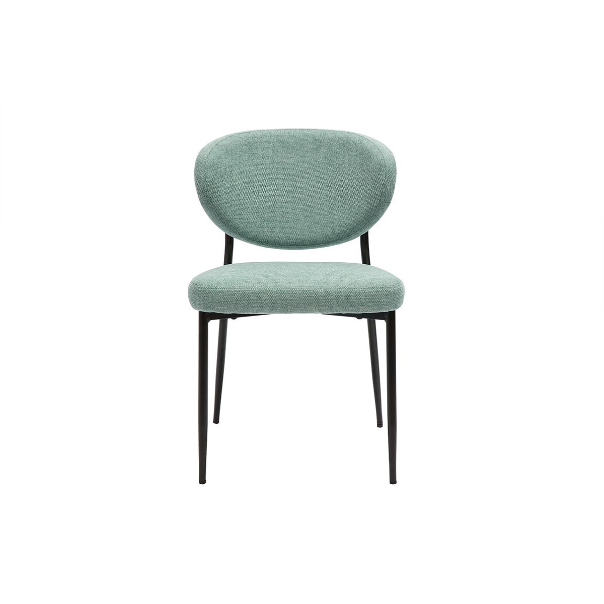 Chaises en tissu effet velours texturé vert céladon et métal noir (lot de 2) BREKA
