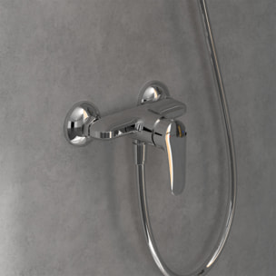 Mitigeur mécanique douche O.novo Start Chrome + Ensemble de douche Verve Showers 3 jets Chrome