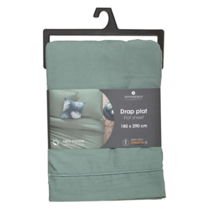 Drap plat "Carina" en coton 180x290cm vert céladon