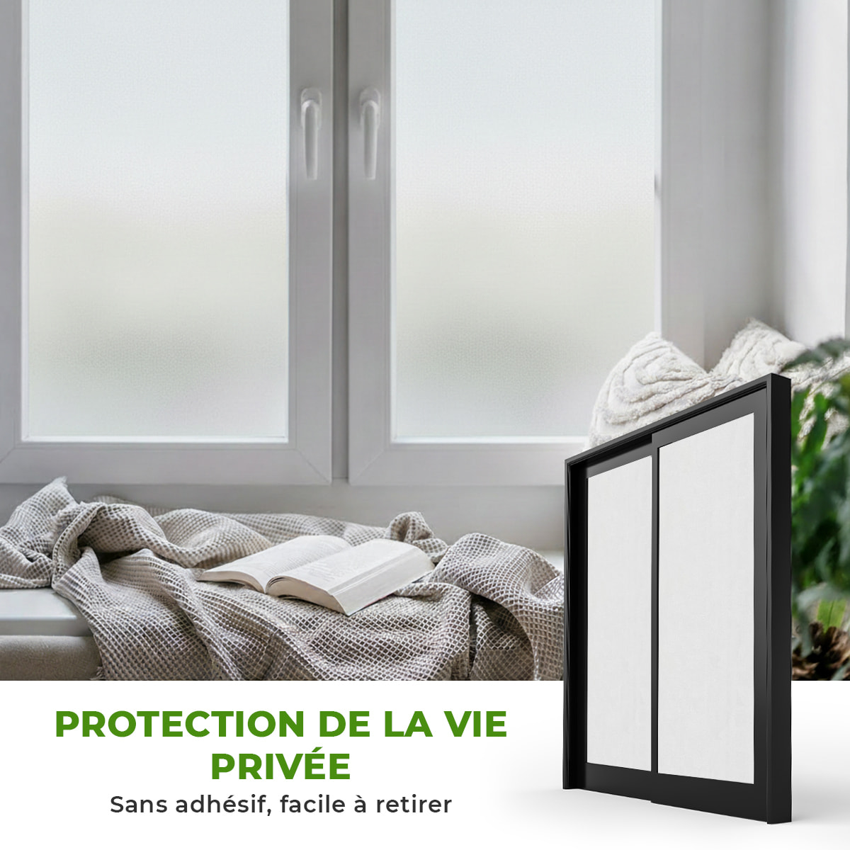 Rouleau vitrostatique pour vitre au mètre - Film Anti Regard Electrostatique Occultant Vitre Anti UV