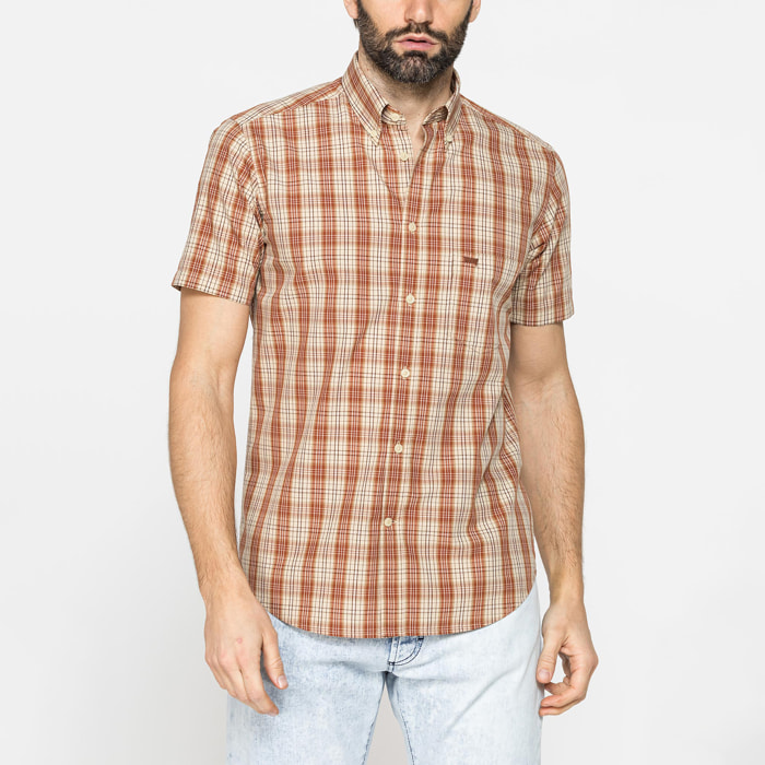 CAMICIA A MANICA CORTA IN COTONE CON FANTASIA