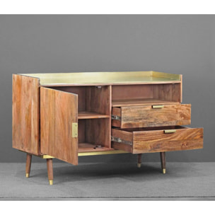 Mobile credenza in legno di mango e metallo dorato