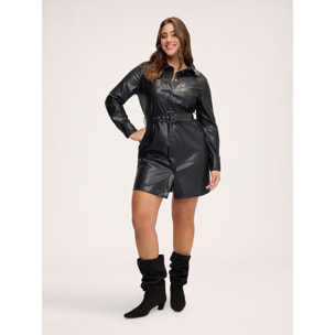 Fiorella Rubino - Vestito chemisier corto con cintura - Nero