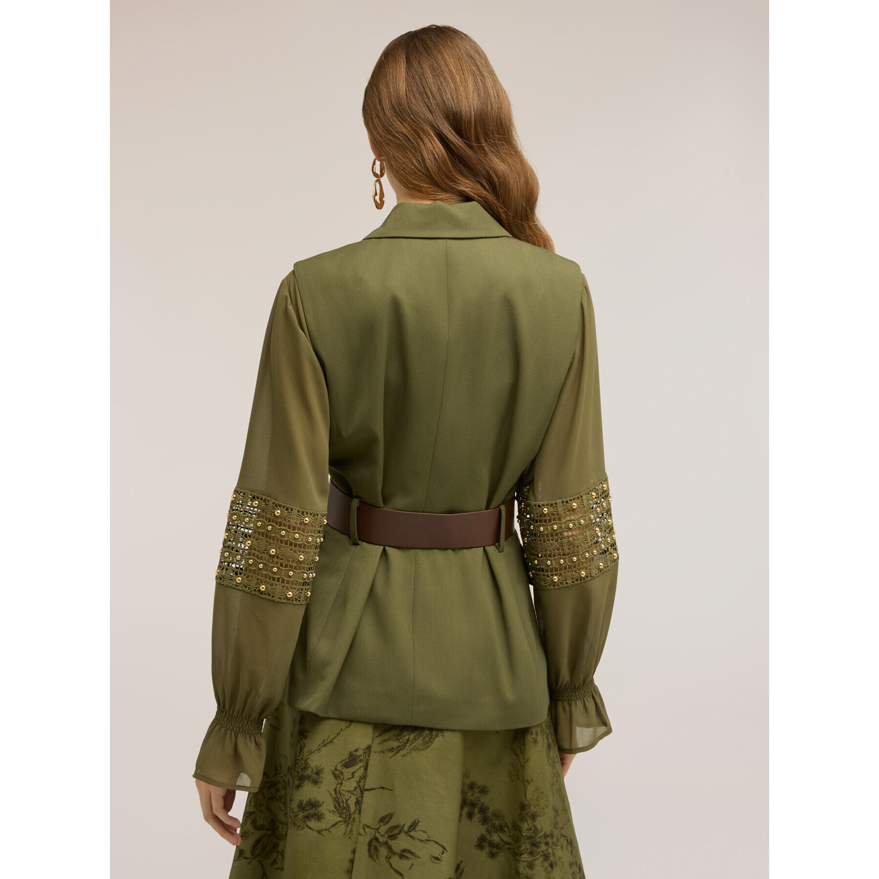 Motivi - Gilet in poliviscosa con cintura - Verde militare