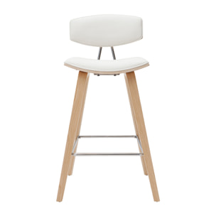 Tabourets de bar design blanc et bois clair H69 cm (lot de 2) VASCO