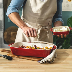 Set de Plats à Gratin, Céramique, 3 pièces (20x16 cm / 27x20 cm / 34x24 cm), Cerise