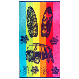 Serviette de plage éponge velours Jacquard - Kalimera - 90x170cm - 400g/m²