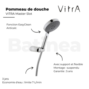 Pommeau de douche VITRA Master Slot 3 jets avec support et flexible