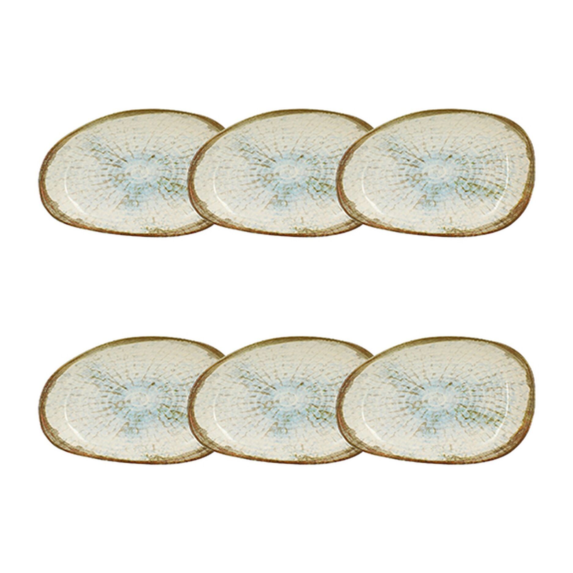 Lot de 6 coupelles 15cm en faience bleu et blanc MINERAL