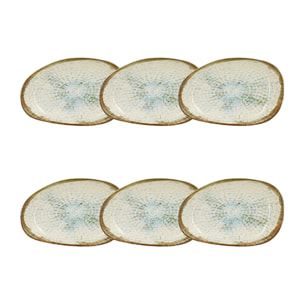 Lot de 6 coupelles 15cm en faience bleu et blanc MINERAL