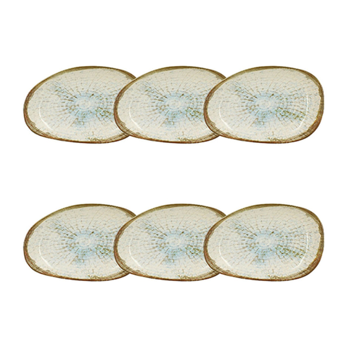 Lot de 6 coupelles 15cm en faience bleu et blanc MINERAL