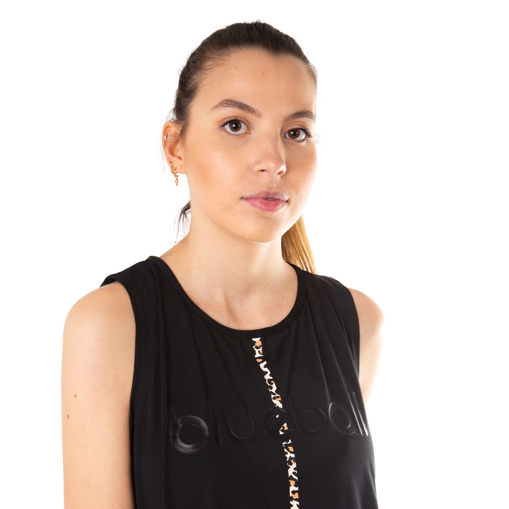Camiseta slim sin mangas con estampado animal print para mujer BLUEBALL Savanna - Negro