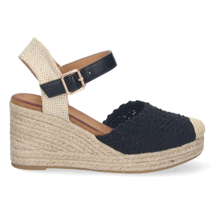 Sandalia de Cuña con Yute y Hebilla