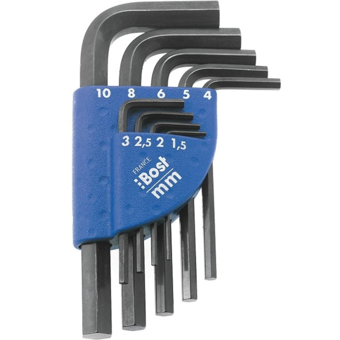 Jeu de clé BOST 6 pans - 9 pièces sur support - 866406