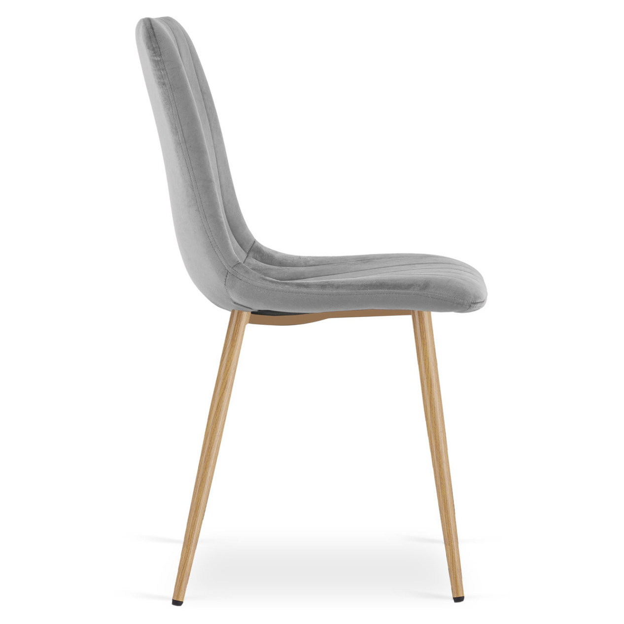 Set di 2 sedie Lava in velluto grigio chiaro e gambe effetto legno