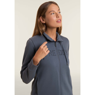 Tuta con logo frontale perlato e collo alto