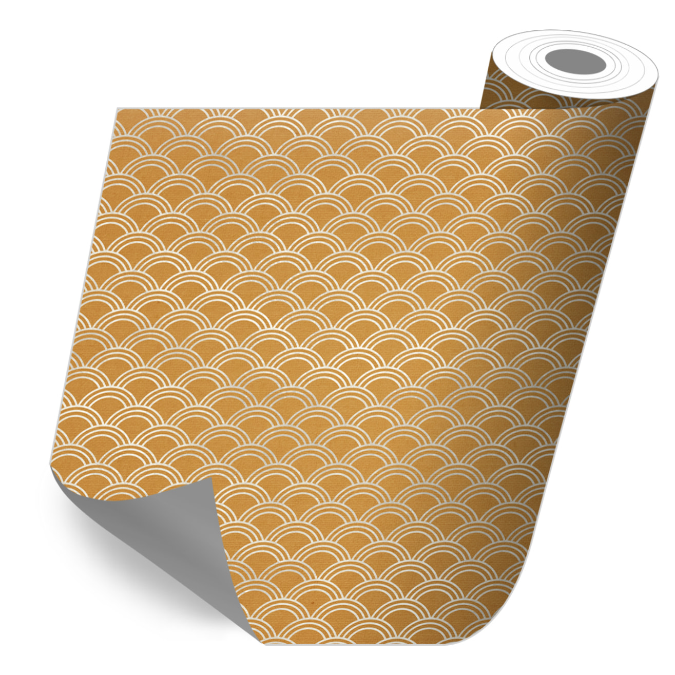 Stickers adhesivos de CERAMIKO - Olas japonesas color Mostaza 80x210