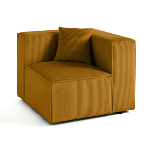 Arty - module d'assise droit - en velours côtelé - Jaune
