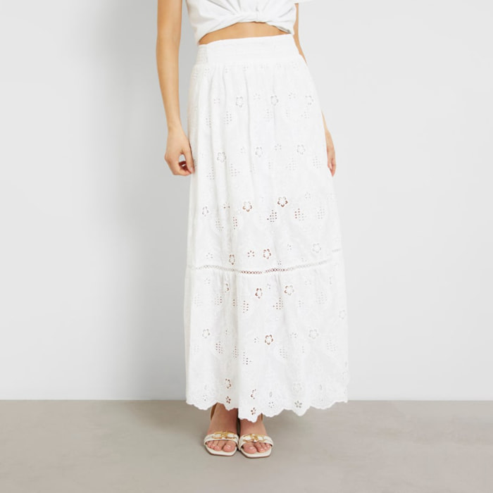 Jupe Frida - 100% coton - broderie - blanc