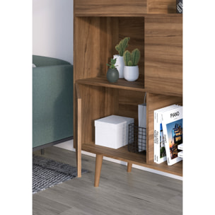 Estantería librería Nordic melamina nogal-blanco 131x100x30 cm