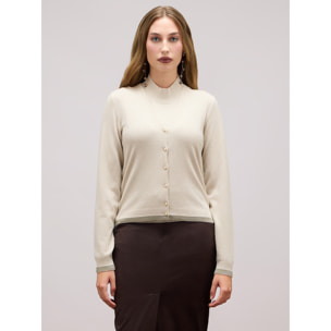 Oltre - Cardigan with lurex edge - Beige