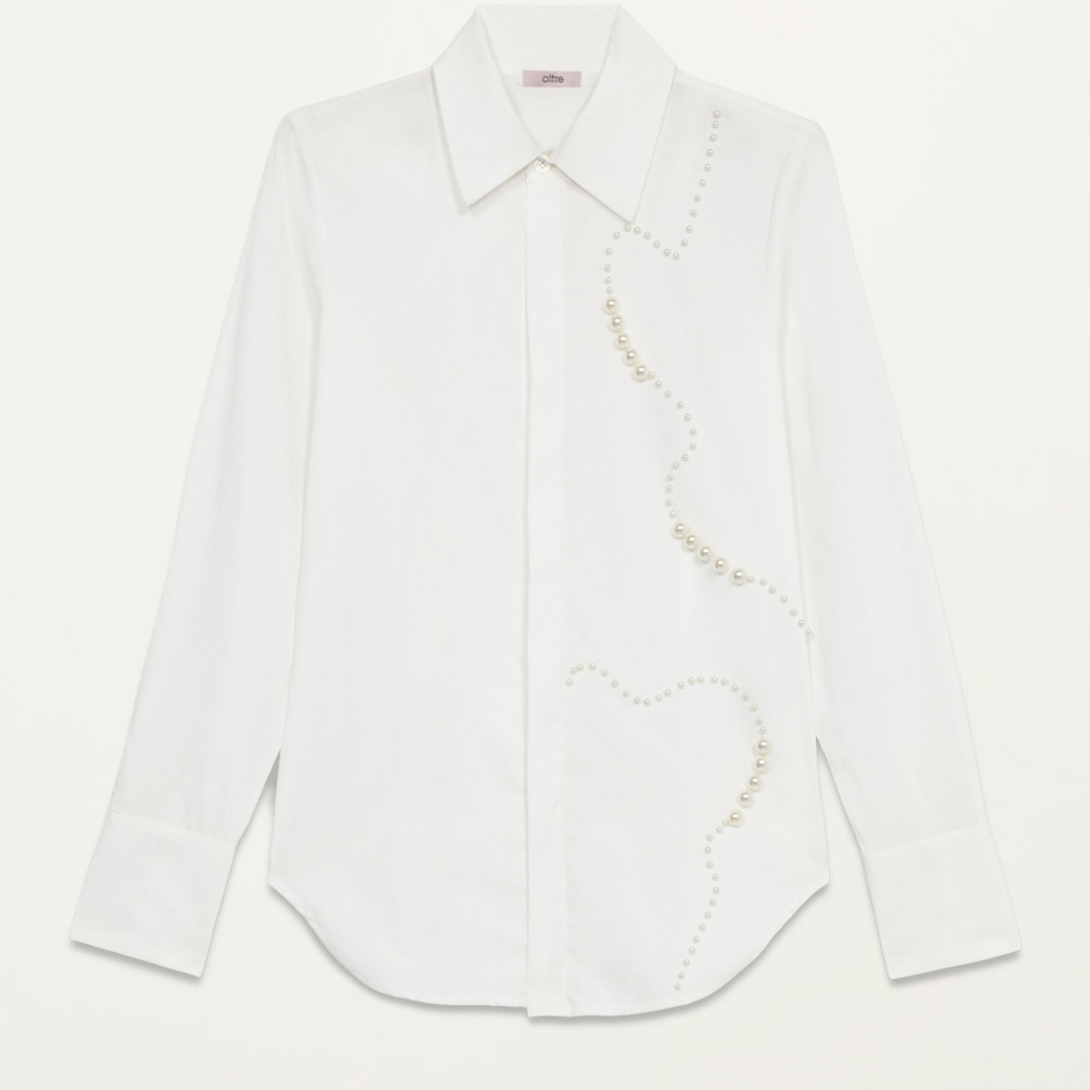 Oltre - Shirt with pearl embroidery - Blanco