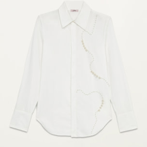 Oltre - Shirt with pearl embroidery - Blanco