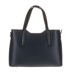 FIRENZE ARTEGIANI Cannobio Borsa Tote da Donna. Vera Pelle Ruga Made in Italy 31x12x22 Cm. Colore blu marino