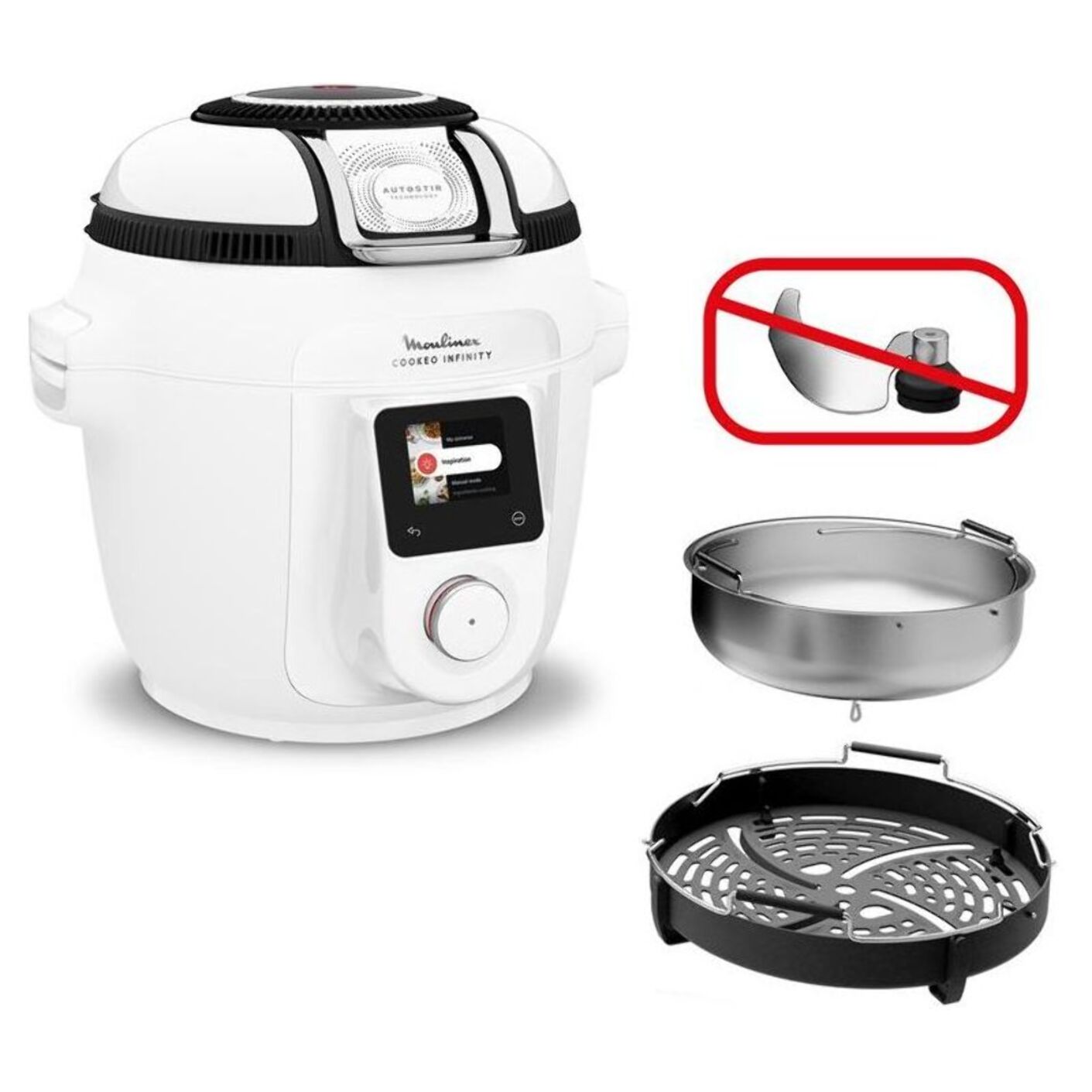 Cookeo MOULINEX Multicuiseur Airfryer Cookeo Infinity sans pale Blanc CE9721F0 16 modes de cuisson, 6,5 L